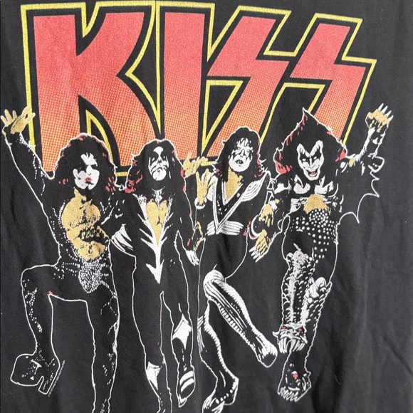 Black KISS Graphic Fringe T-Shirt Size XL - Picture 6 of 7